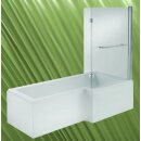 Raumspar Badewanne Syna mit Duschzone 167,5x85/70cm, rechts weiss Komplett Set