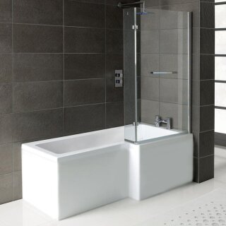 Raumsparwanne SYNA 150x85/70 cm rechts, mit Wannenträger und Duschkabine