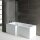 Raumsparwanne SYNA 150x85/70 cm links, mit Wannenträger und Duschkabine