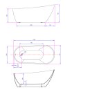 TISA Freistehende Badewanne 150x75 cm, weiss