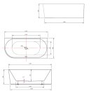 TISA Freistehende Badewanne 150x75 cm, weiss