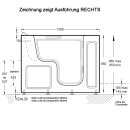 SERENITY Sitzwanne mit Tür/Seniorenwanne 130x66cm  Ausführung Links