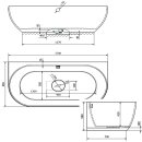 PAGODA Badewanne 170x85x58cm, weiss