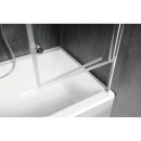 ODEssA pneumatische Wannenabtrennung 970mm, Profil in weiss, Klarglas