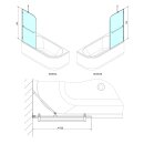 VITRA LINE Duschabtrennung 75cm, links, Klarglas