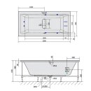 MARLENE HYDRO Whirlpool-Badewanne, 200x90x48cm, weiss