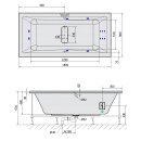 MARLENE HYDRO Whirlpool-Badewanne, 180x80x48cm, weiss