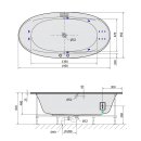 STADIUM HYDRO Whirlpool Badewanne, 190x95x46cm, weiss