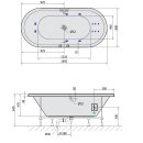 VIVA O HYDRO Whirlpool Badewanne, 185x80x47cm, weiss