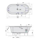 ASTRA O HYDRO Whirlpool Badewanne, 165x75x48cm, weiss