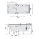 CLEO HYDRO Whirlpool-Badewanne, 180x80x48cm, weiss