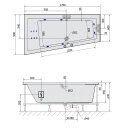 ANDRA L HYDRO Whirlpool-Badewanne, 170x90x45cm, weiss