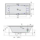 KVADRA HYDRO Whirlpool-Badewanne, 170x80x47cm, weiss