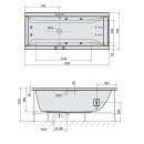 CLEO HYDRO Whirlpool-Badewanne, 170x75x48cm, weiss