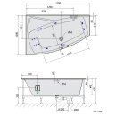 EVIA L HYDRO Whirlpool-Badewanne, 170x100x47cm, weiss