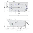 ASTRA L HYDRO Whirlpool-Badewanne, 165x80x48cm, weiss