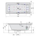 KVADRA HYDRO-AIR Whirlpool-Badewanne, 170x80x47cm, weiss