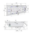 ANDRA L HYDRO-AIR Whirlpool-Badewanne, 170x90x45cm, weiss