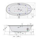 STADIUM HYDRO-AIR Whirlpool Badewanne, 190x95x46cm, weiss