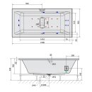 MARLENE HYDRO-AIR Hydromassage-Badewanne, 190x90x48cm, weiss