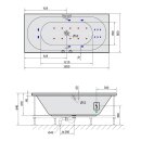 VIVA B HYDRO-AIR Whirlpool-Badewanne, 185x80x47cm, weiss