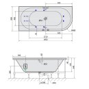 VIVA L HYDRO -AIR Whirlpool Badewanne, 185x80x47cm, weiss
