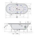 VIVA O HYDRO-AIR Whirlpool Badewanne, 185x80x47cm, weiss