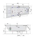 ANDRA L HYDRO-AIR Whirlpool -Badewanne, 180x90x45cm, weiss