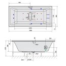 MARLENE HYDRO-AIR Whirlpool-Badewanne, 180x80x48cm, weiss