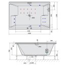 DUPLA HYDRO-AIR Whirlpool-Badewanne, 180x120x54cm, weiss