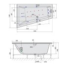 TRIANGL L HYDRO-AIR Whirlpool Badewanne, 180x120x50cm, weiss