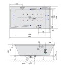 QUEST HYDRO-AIR Whirlpool-Badewanne, 180x100x49cm, weiss