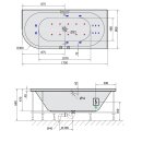 VIVA R HYDRO-AIR Whirlpool Badewanne, 175x80x47cm, weiss
