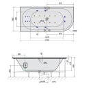 VIVA L HYDRO-AIR Whirlpool Badewanne, 175x80x47cm, weiss