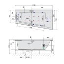 ANDRA R HYDRO-AIR Whirlpool Badewanne, 170x90x45cm, weiss