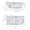 ASTRA L HYDRO-AIR Whirlpool Badewanne, 165x80x48cm, weiss