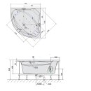 ROSANA HYDRO-AIR Whirlpool Badewanne, 140x140x49cm, weiss
