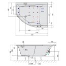 TANDEM R HYDRO-AIR Whirlpool Badewanne, 170x130x50cm, weiss