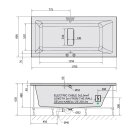 MARLENE WHIRLPOOL Hydro, Hydromassage-Badewanne 170x80x48cm, weiss