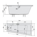 Raumspar Badewanne ANDRA, 180x90x45cm, rechts, weiss