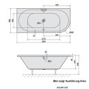 Raumspar Badewanne VIVA 185x80x47cm, links, weiss