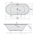 VIVA Ovale Badewanne mit Füssen 185x80x47cm, weiss
