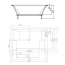 DUPLA Badewanne mit Füssen 180x120x54cm, weiss