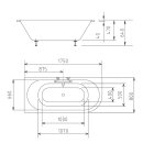 VIVA L asymmetrische Badewanne 175x80x47cm, links, weiss
