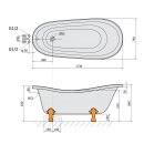 RETRO freistehende Badewanne 175x76x72cm, Füsse Bronze
