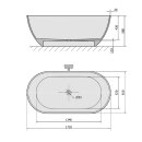 REDUTA Freistehende Badewanne 171x81x46cm, weiss