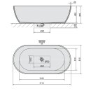 REDUTA Freistehende Badewanne 171x81x46cm, schwarz/weiss
