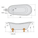 RETRO freistehende Badewanne 170x78x72cm, Füsse Bronze