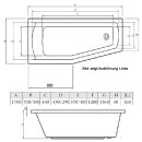 Raumspar Badewanne 170x70x39cm , MINOU, links, weiss