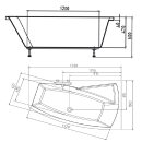 Raumspar Badewanne EVIA 170x100x47cm, rechts, weiss